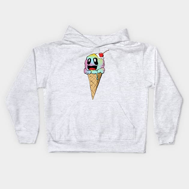 Ice Cream Kaiju (Cone, Rainbow) Kids Hoodie by The Toku Verse